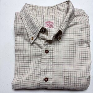 Brooks Brothers Shirt Mens XL Tan Brown Plaid Office Casual Preppy Business Work